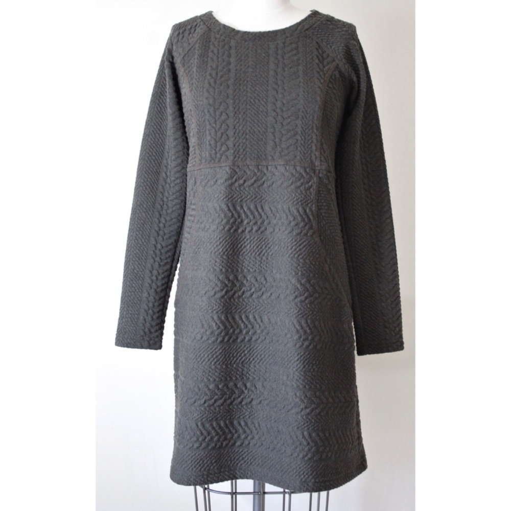 ❤️ PrAna grey long sleeved cable look dress Sz S